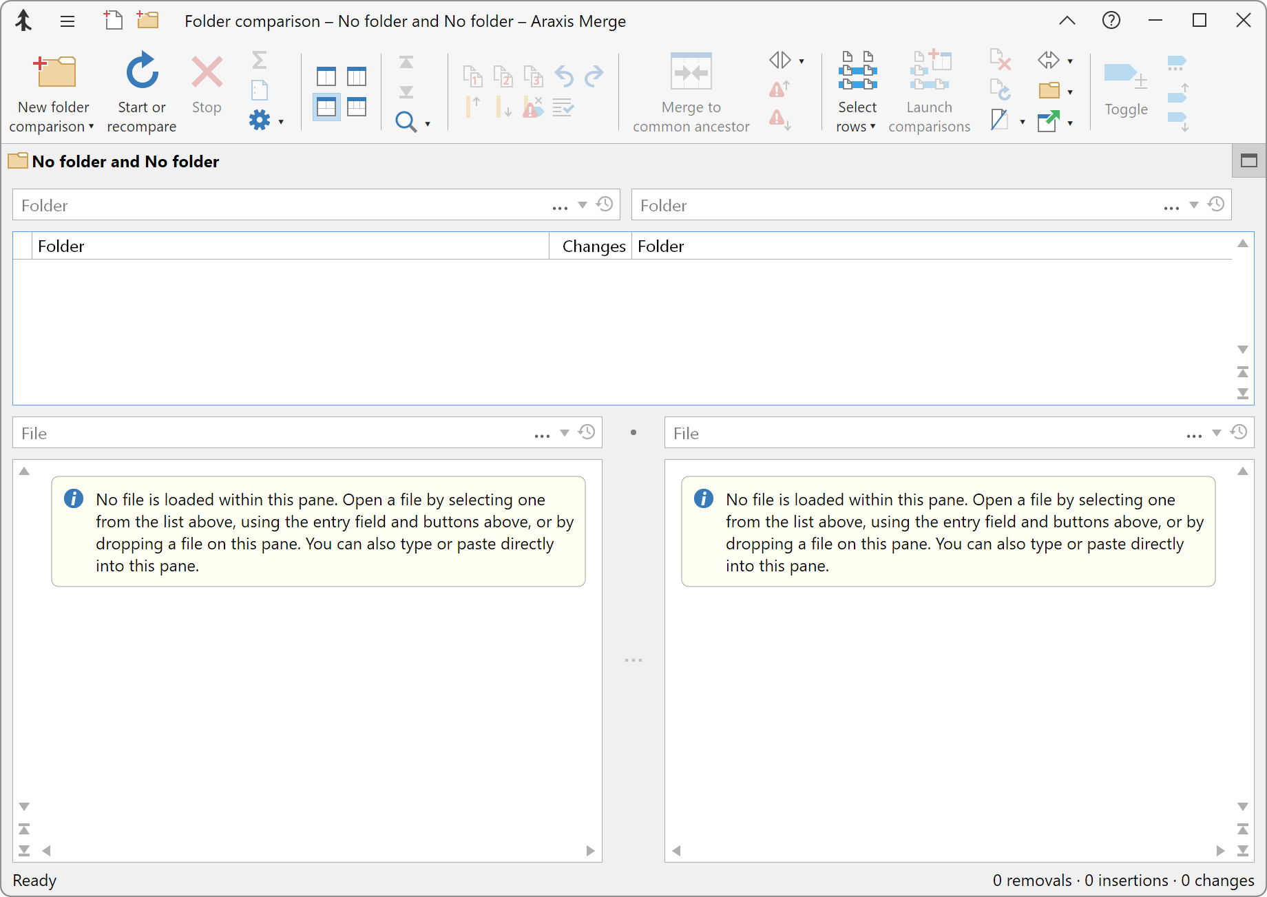 Folder comparison window with file comparison